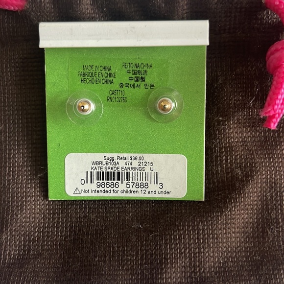Kate Spade Small Square Studs teal glitter - Picture 3 of 3